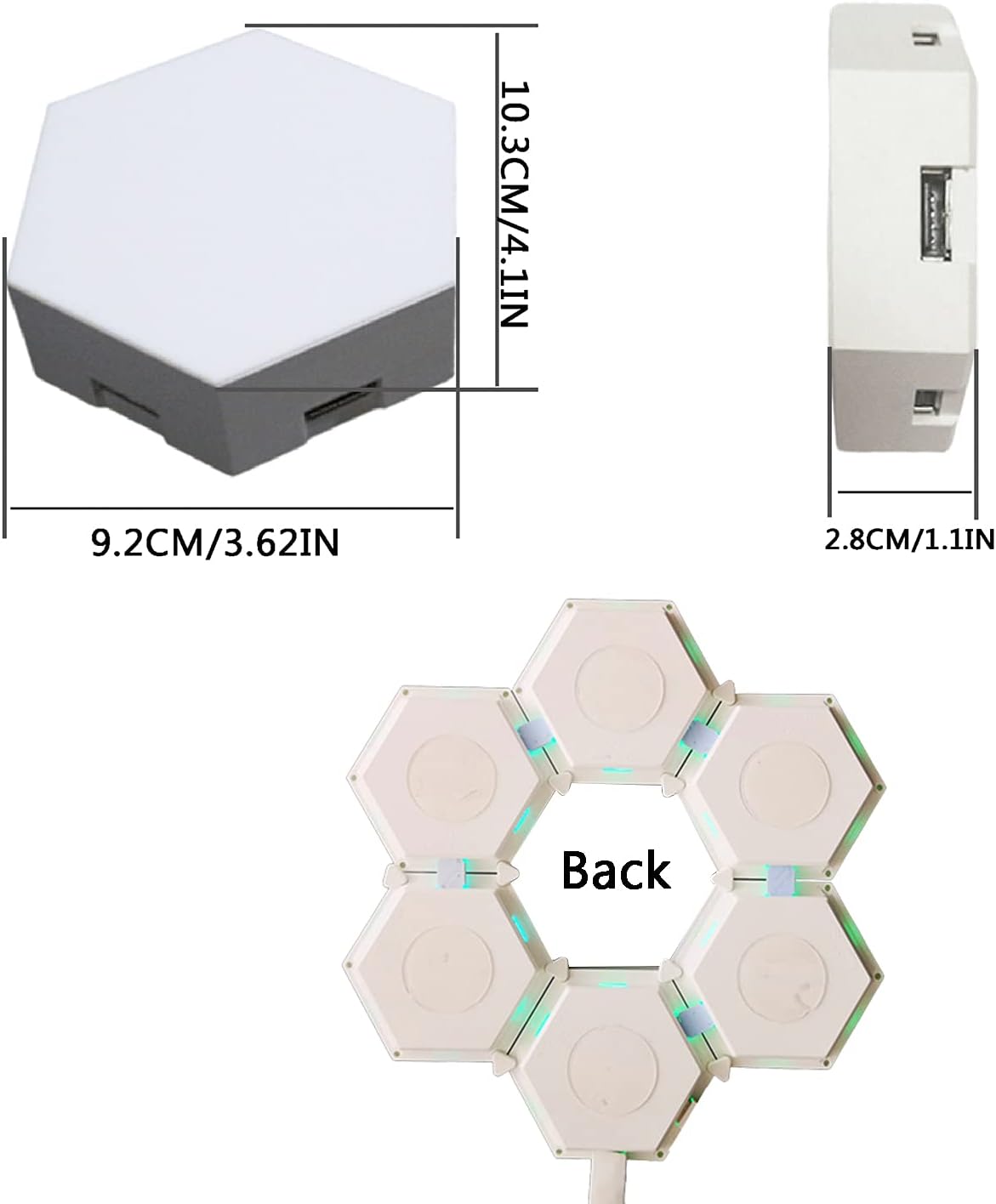 Hexagon LED Lights - 6 Pieces