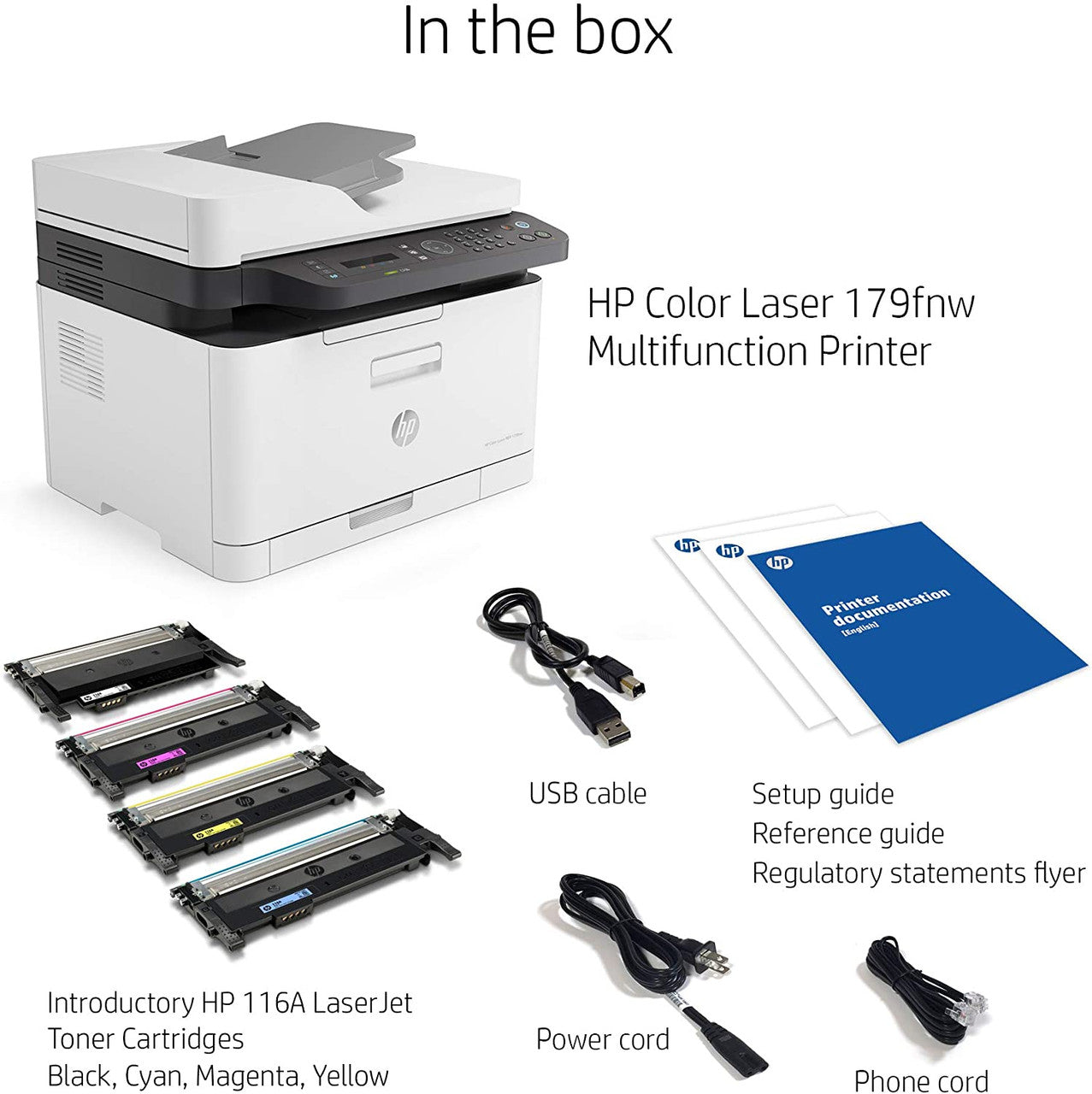 HP Color Laser 179fnw Wireless All in One Laser Printer with Mobile Printing; Built-in Ethernet, Works with Alexa;