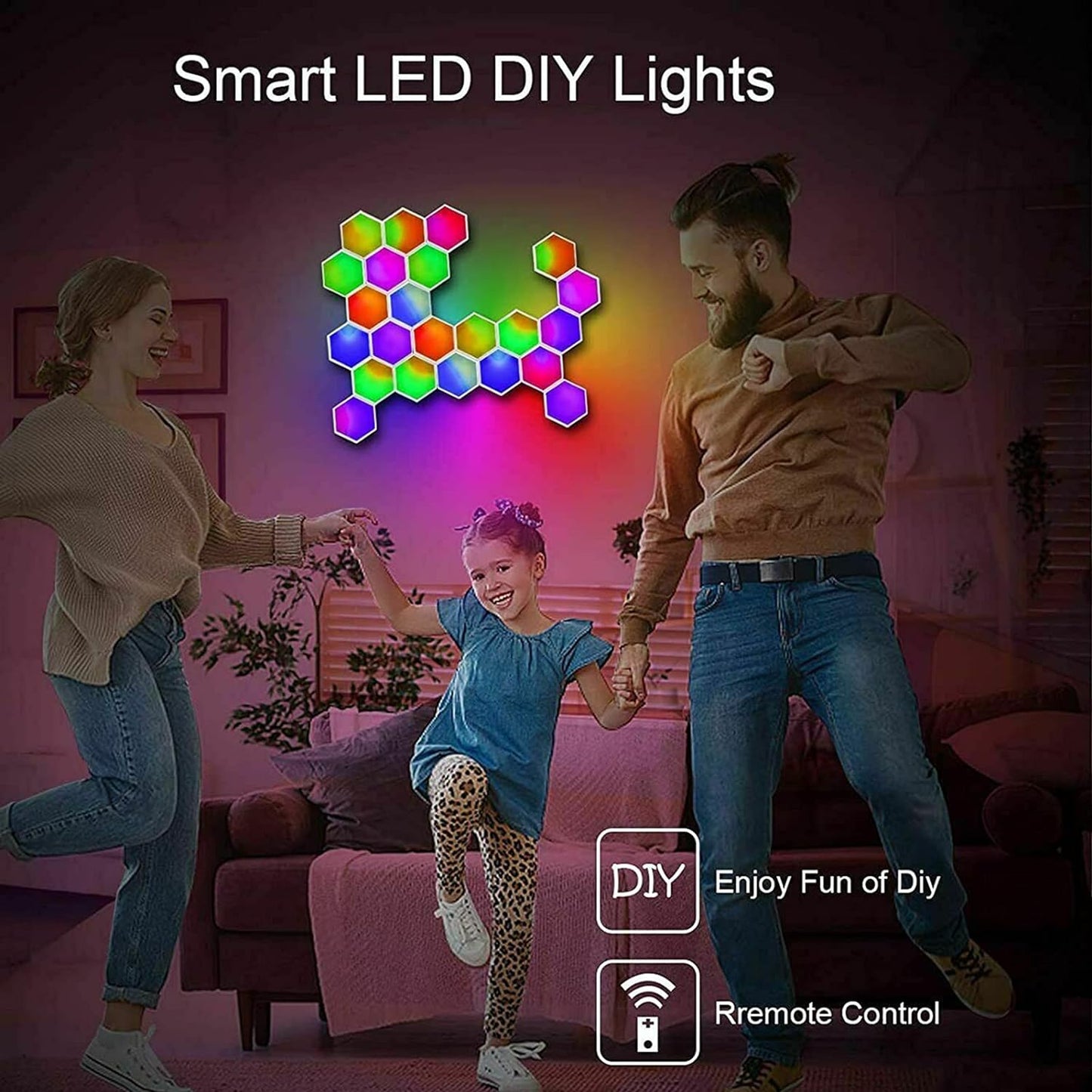 Hexagon LED Lights - 6 Pieces