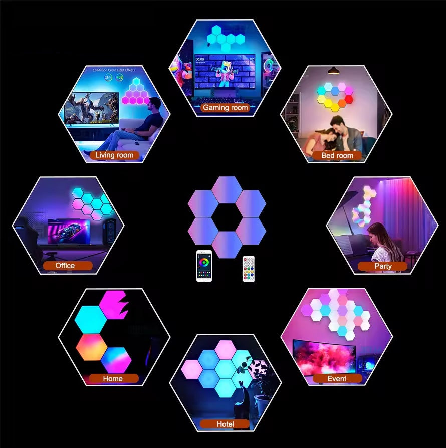 Hexagon LED Lights - 6 Pieces